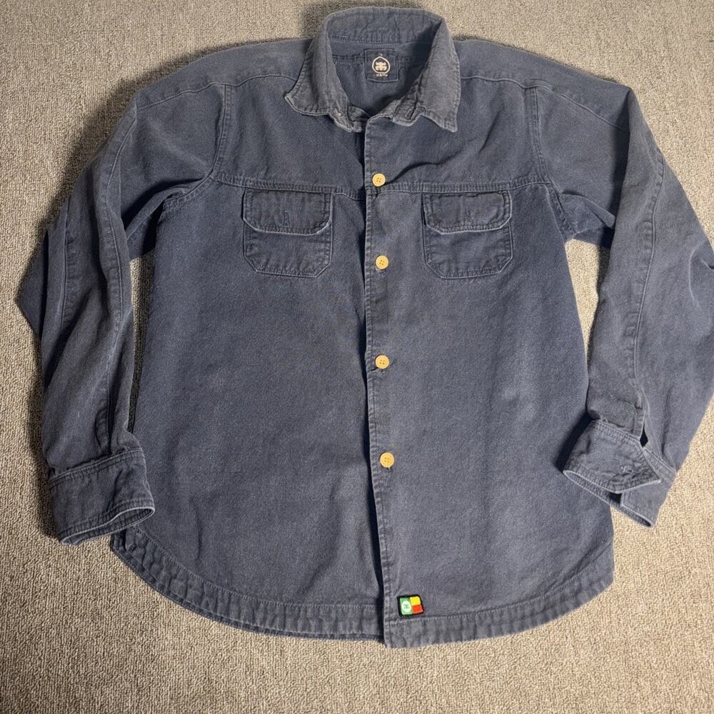 Afends hemp Button Up Gray shirt Medium Clean 21.5x28